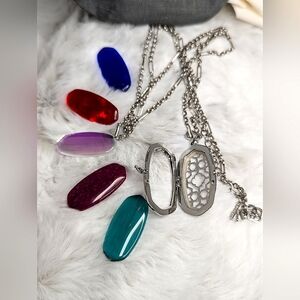 Kendra Scott Elle Locket in Silver with Multiple Stones